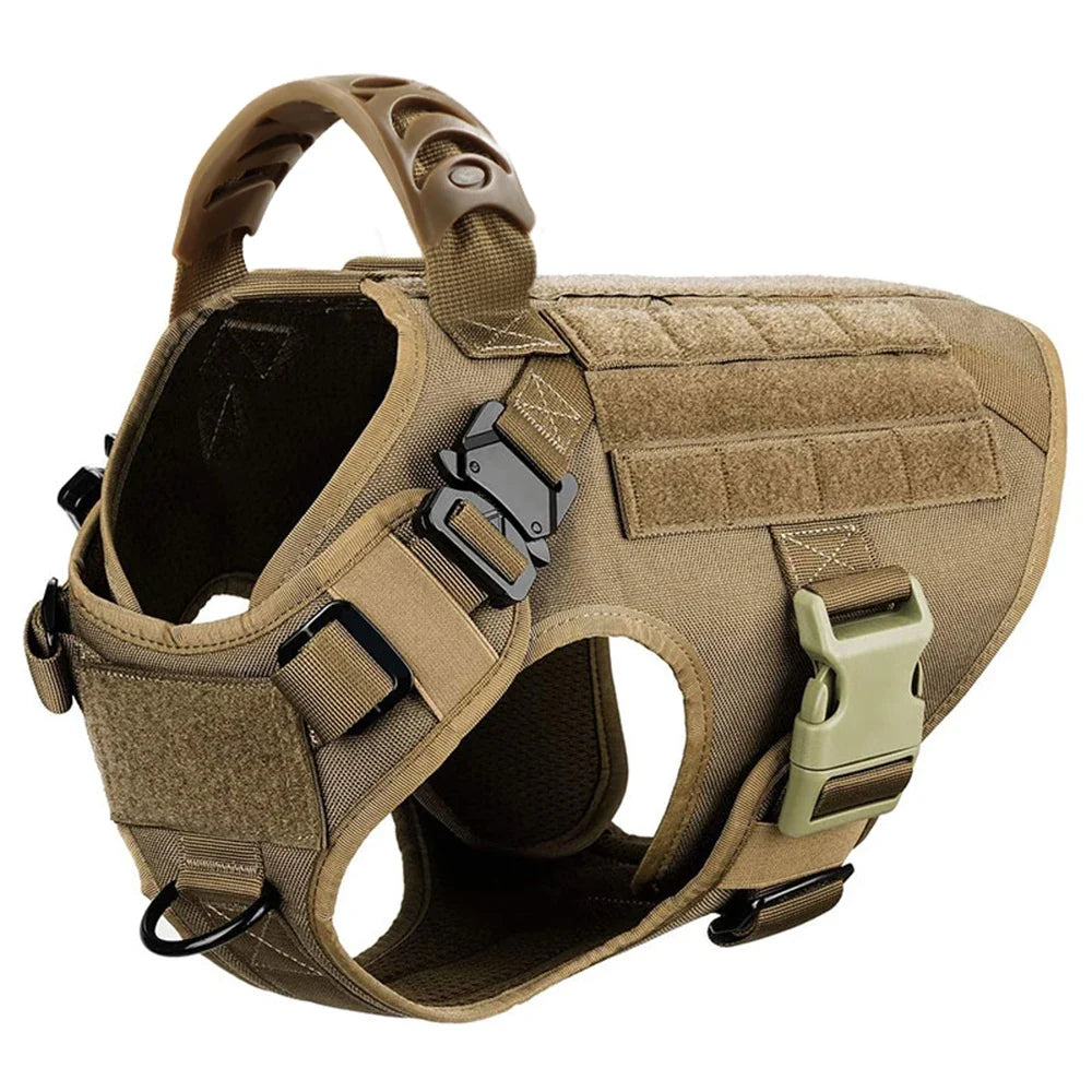 Military Large Dog Harness Pet German Shepherd Malinois Training Vest Tactical Medium Dog Harnesses Hunting For Dogs Accessories Dark Khaki
