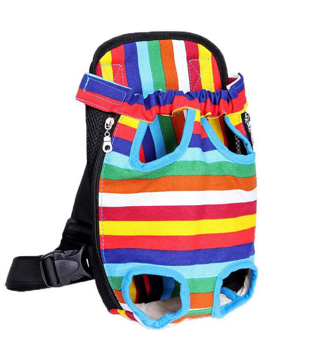 Breathable Camouflage Mesh Dog Carrier Backpack — Adjustable Pet Backpack for Small Dogs up to 22 lb (10 kg) Rainbow Canvas