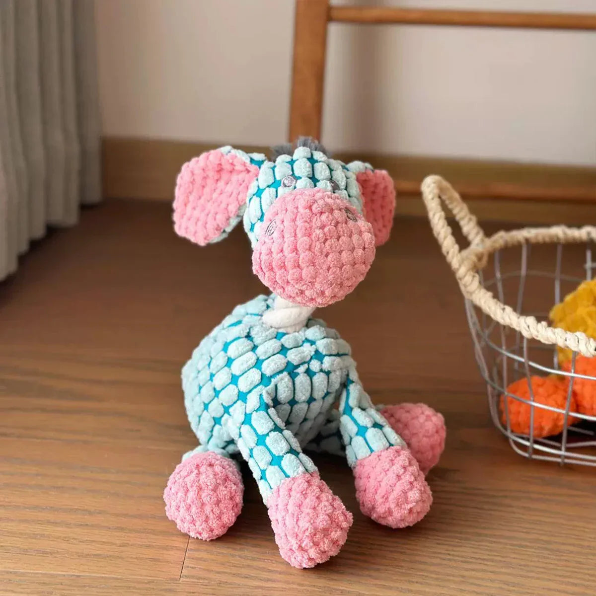 Donkey Plush Dog Toy with Squeaker – Interactive Chew & Fetch Toy for Small & Medium Dogs, 8.7–10.0 in (22–25.5 cm) Blue China Mainland