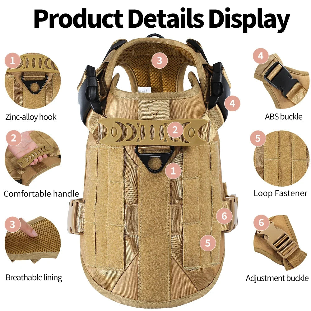 Dog Tactical Harness Vest Pet Dog Harness for Medium Large Dogs Reflective Dog Harness No Pull with Durable Soft Handle