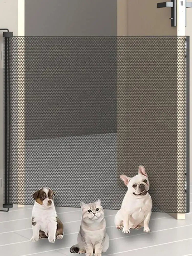 Automatic Pet Mesh Isolation Net Retractable Pet Gate For Kid Dog Fence Easy Install Pet Gate For Stairs Doorways Outdoor