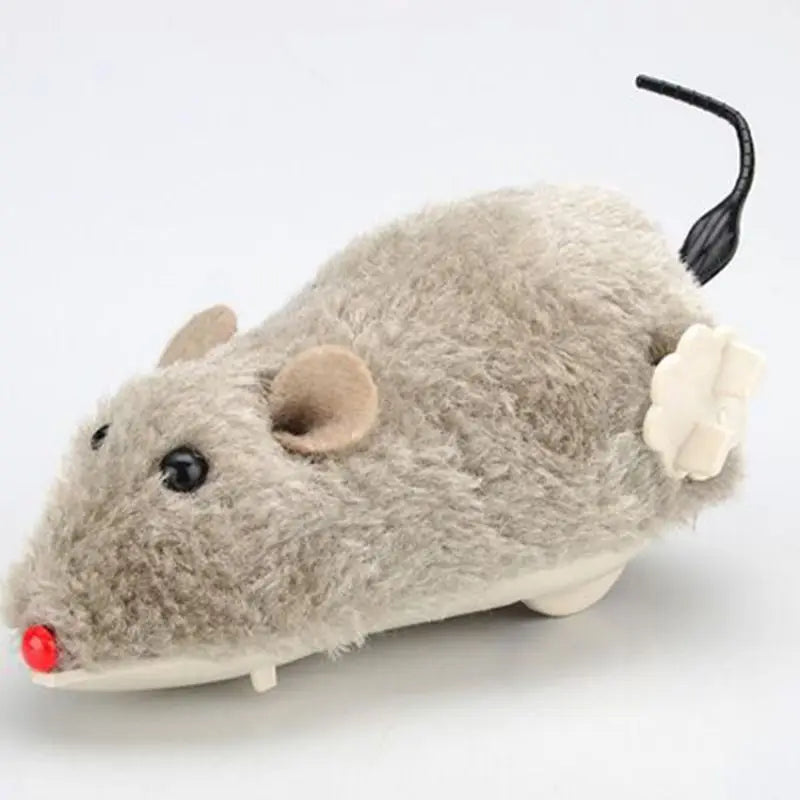 Wind-Up Lifelike Plush Running Mouse Toy for Cats & Dogs — Interactive Pet Toy with Tail (1-Pack, Assorted Colors)