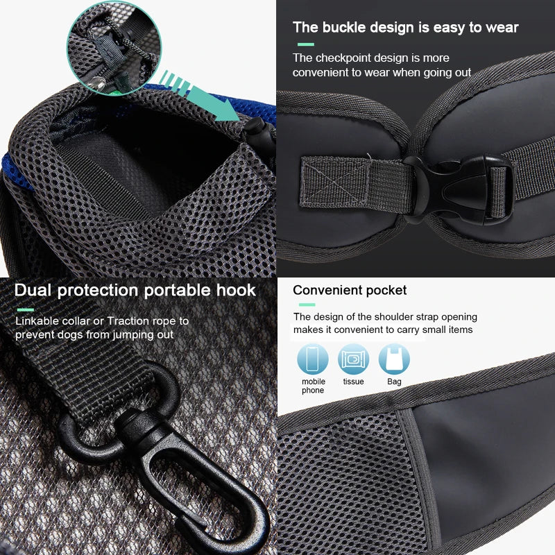 Pet Sling Carrier Shoulder Bag — Mesh Crossbody Travel Carrier for Small Dogs & Cats (S: up to 6.6 lb / 3 kg, L: up to 13.2 lb / 6 kg)