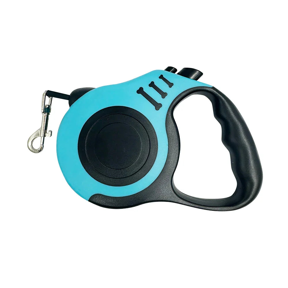 Retractable Dog Leash 3m/5m (9.8ft/16.4ft) Nylon Rope with Quick-Release ABS Case and Paw Print Keychain Turquoise 1