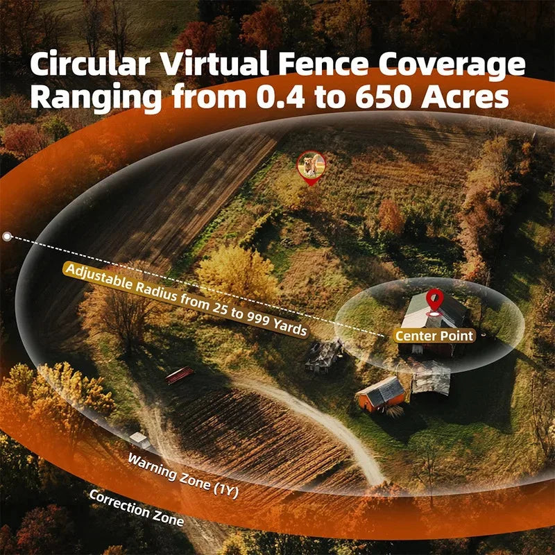 New Upgrade Smart GPS Wireless Dog Fence, Pet Training Collar,Electronic Fence,Invisible Virtual Outdoor Waterproof OLED Screen