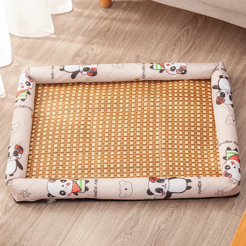Pet Summer Mat Cute Dog Cooling Sofa Breathable Small Dog Bed Cushion Moistureproof Rattan Wear Cat Mat Accessories