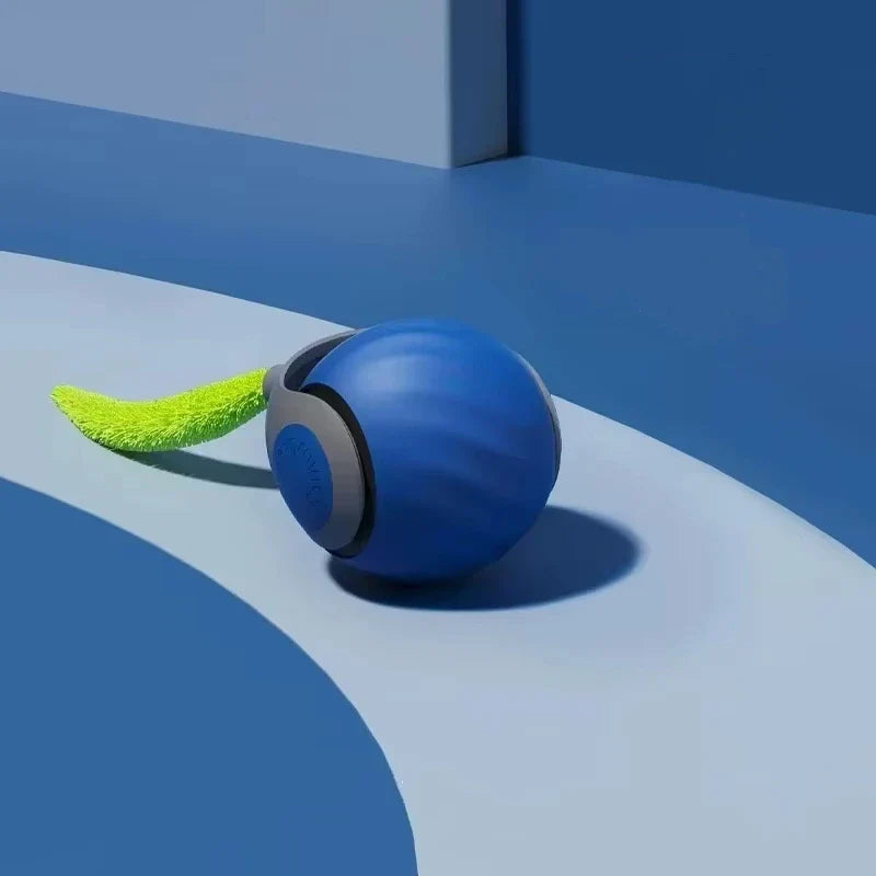 Rechargeable Interactive Rolling Cat Toy with Faux Tail - Motion-Activated Ball for Cats & Small Dogs 1PC Blue