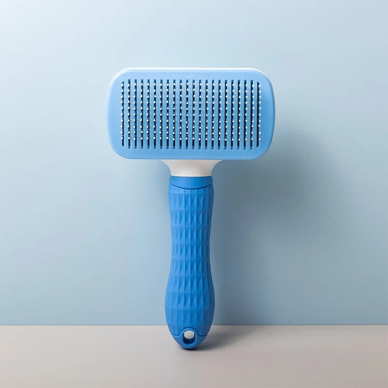 Pet Deshedding Comb | Self Cleaning Needle Brush for Dogs and Cats Blue 2