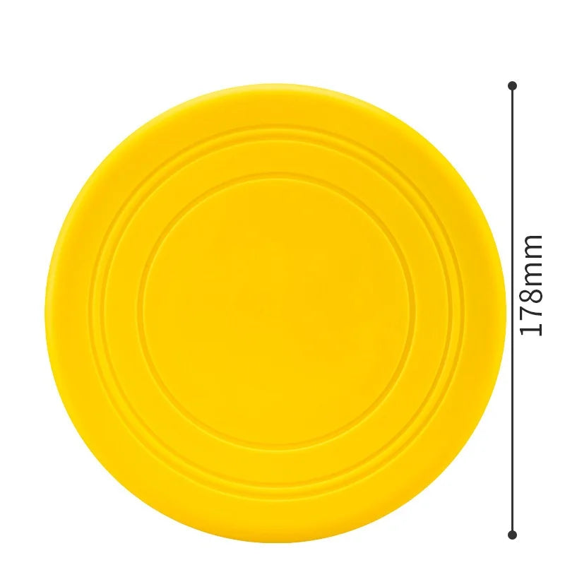 7-Color Silicone Flying Saucer Pet Toy - Chew-Resistant Flying Disc for Dogs & Cats, Interactive Puppy Training & Fetch diameter 18cm Yellow