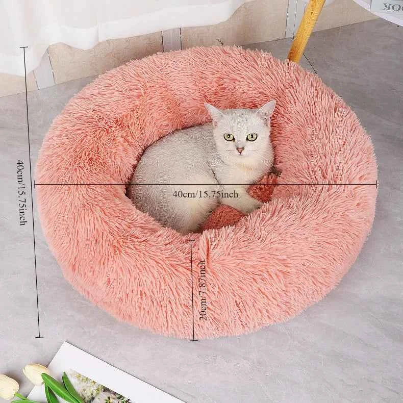 Calming Round Plush Pet Bed — Anxiety Relief for Dogs & Cats