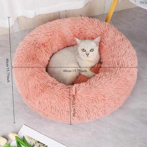 Calming Round Plush Pet Bed — Anxiety Relief for Dogs & Cats