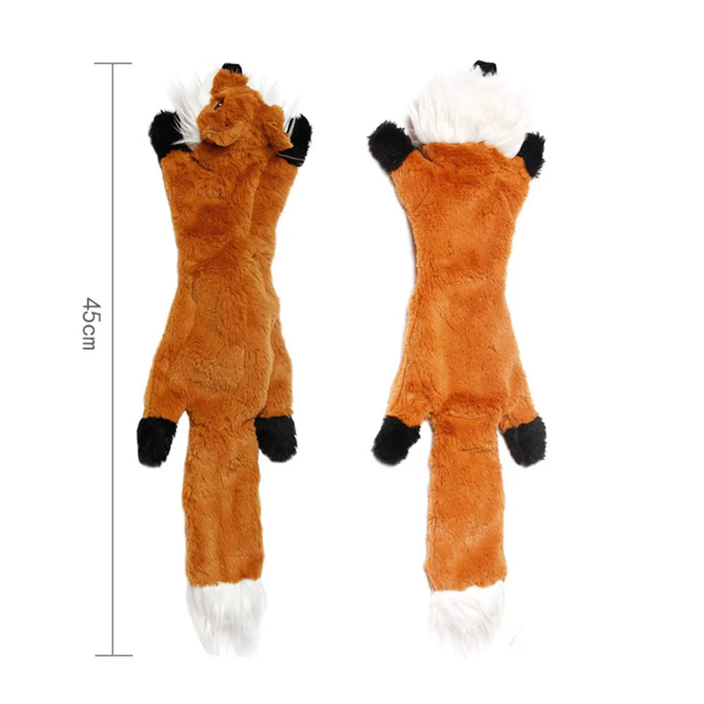 No-Stuffing Squeaky Dog Toy - Durable Simulated Animal Plush with Crinkle and Chew-Resistant Design Fox