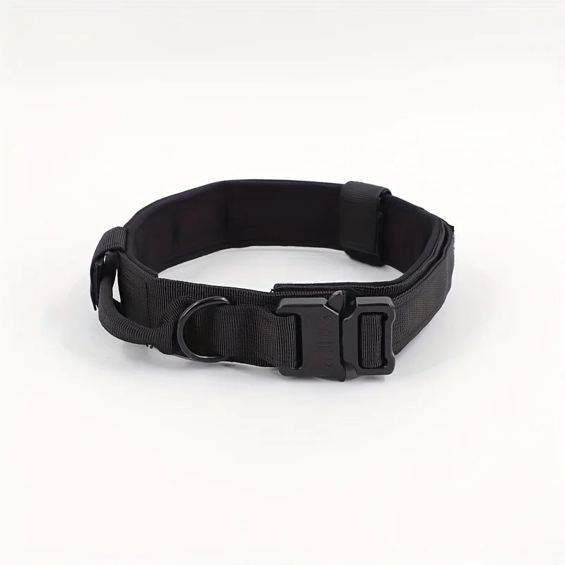 Tactical Dog Collar Military Nylon Heavy Duty K9 Collar Quick Release Buckle Adjustable Training Collar For Large Dogs Negro