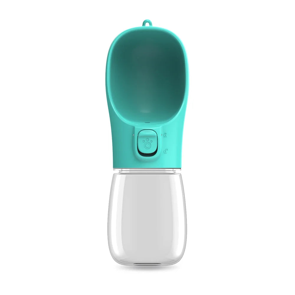 Portable Leakproof Pet Water Bottle with Built-in Bowl – Travel Dog & Cat Water Feeder (300 / 350 / 550 ml) Turquoise