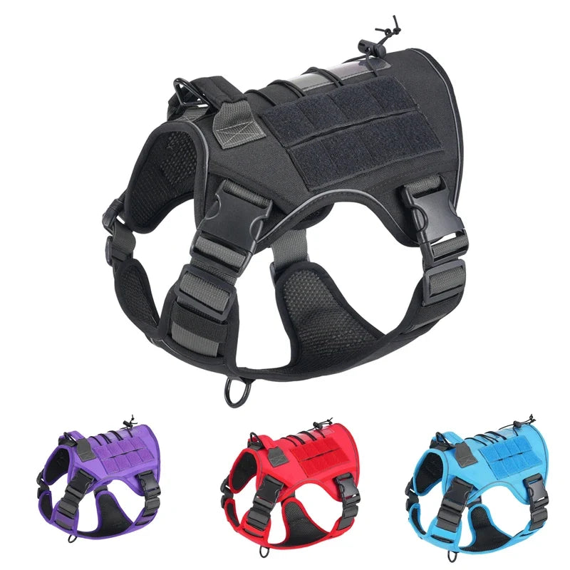 Tactical Dog Harness for Small Medium Large Dogs No Pull Adjustable Pet Harness Reflective Working Training Easy Control Vest