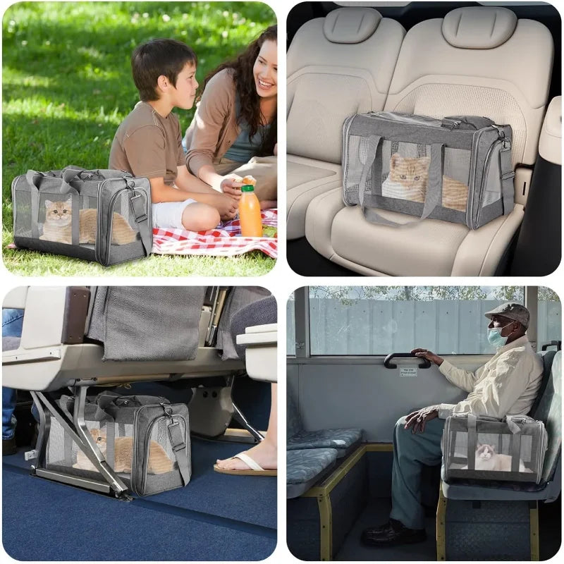 Airline Approved Pet Carrier Backpack for Small Cats & Dogs, Soft Travel Sling with Breathable Honeycomb Support & Removable Board — Holds up to 16 lb (7.3 kg)
