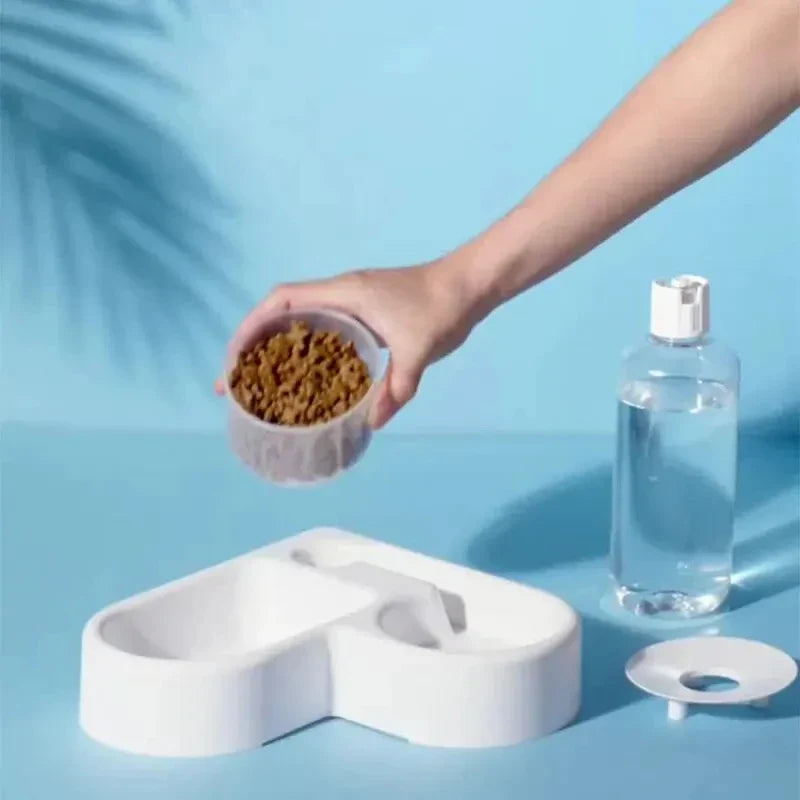 Automatic Dual-Use Pet Bowl for Cats & Dogs — Water Dispenser & Food Basin, 22 x 22 x 16 cm (8.7 x 8.7 x 6.3 in)
