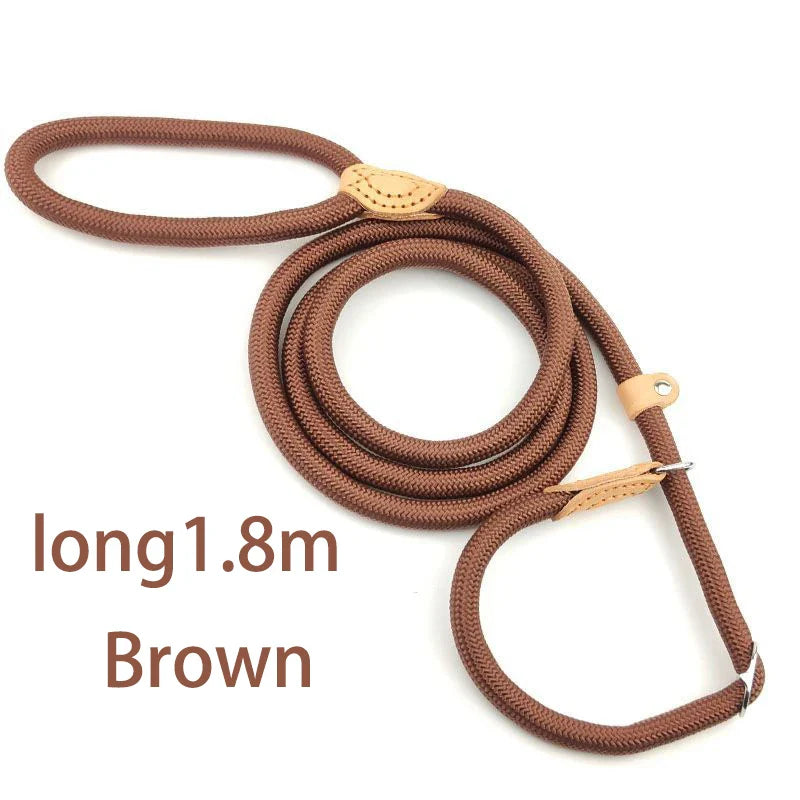 Adjustable Nylon Dog Collar and Harness with Quick-Release Leash, Lightweight Durable Pet Lead for Dogs and Cats Brown 1.8m