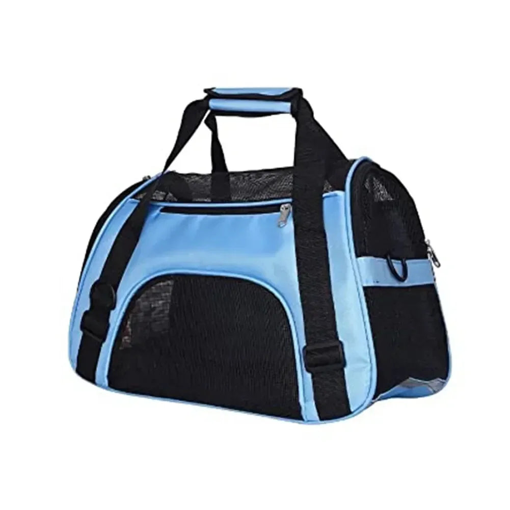Foldable Breathable Mesh Pet Carrier – Portable Shoulder Bag & Backpack for Cats & Dogs (S/M/L) Blue S size
