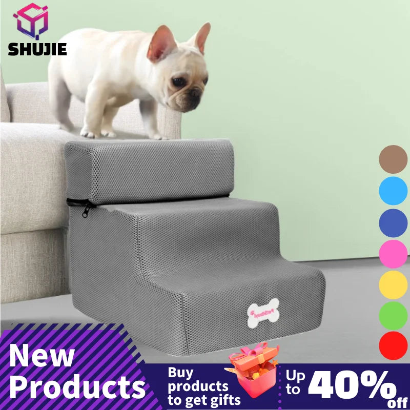 3-Step Pet Stairs for Small Dogs and Cats - Removable Washable Non-Slip Ramp Ladder black PU China Mainland