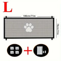 Pet Dog Barrier Fences Portable Folding Breathable Mesh Pet Safety Gate Isolated Networks Doorways Staircases Dog Fences Black-L-180X78