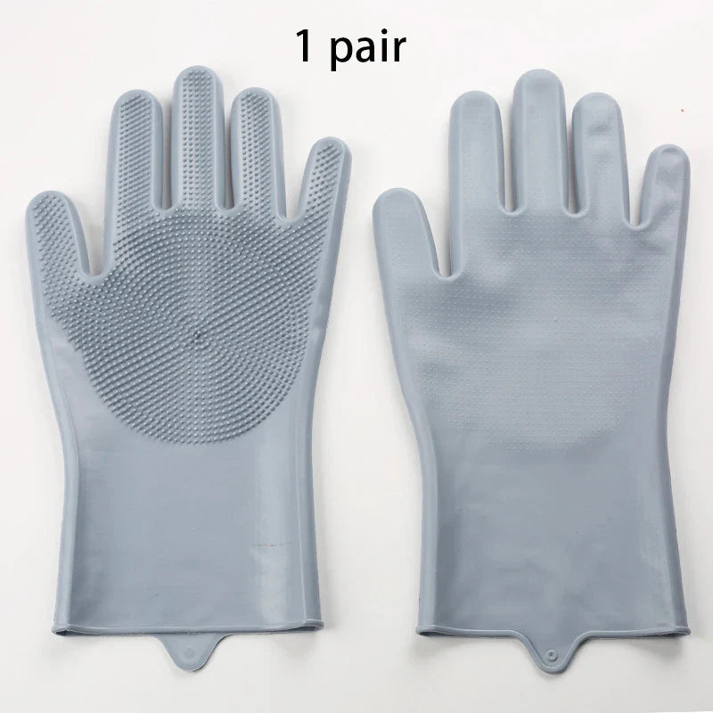 2-Pack Pet Grooming Gloves for Dogs & Cats – Bathing, Massage & Hair Removal 1 pair grey
