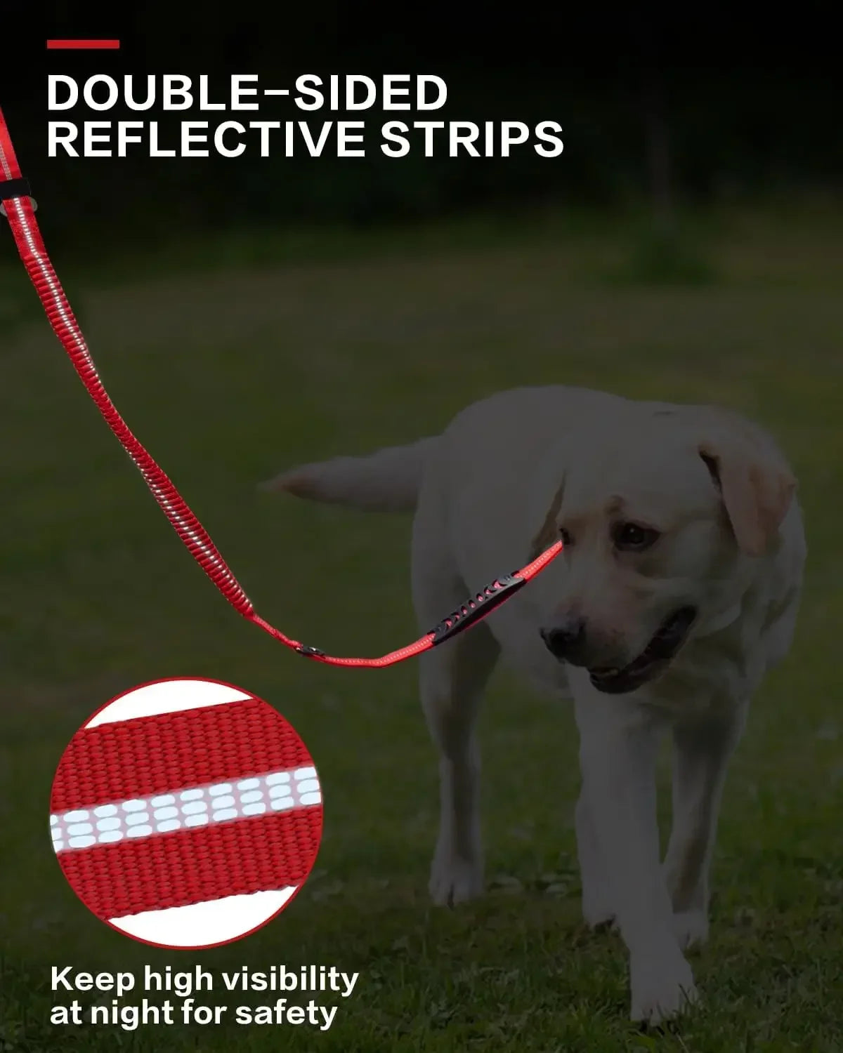 Tactical Dog Leash Heavy Duty, 4-6FT Shock Absorbing Bungee Lead with 2 Padded Handle, Metal Carabiner Clip, Car Seatbelt