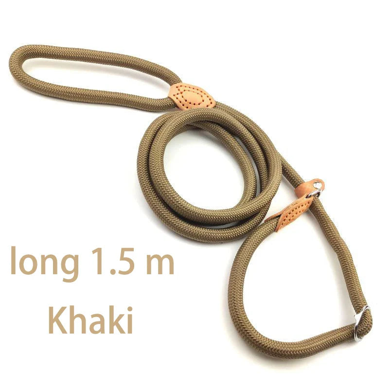 Adjustable Nylon Dog Collar and Harness with Quick-Release Leash, Lightweight Durable Pet Lead for Dogs and Cats Khaki 1.5m