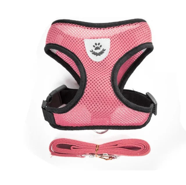 Breathable Mesh Cat Harness and Leash Set | Reflective Soft Vest for Small Cats and Dogs Pink