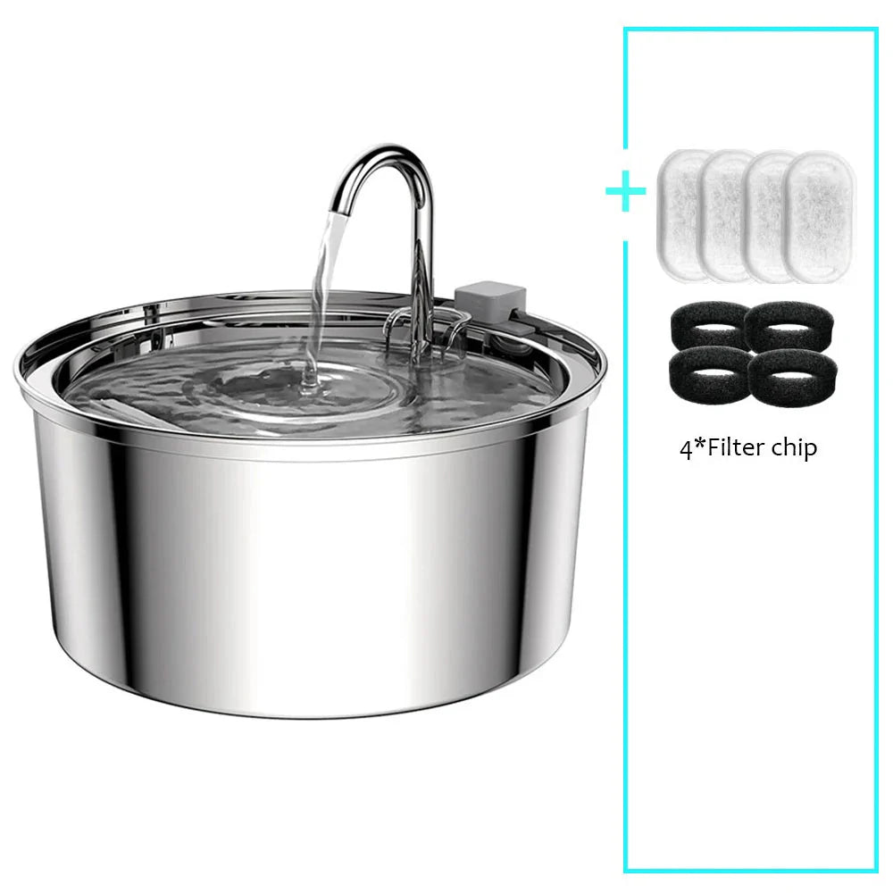 Stainless Steel Pet Water Fountain – USB Automatic Cat & Dog Bowl Upgraded version