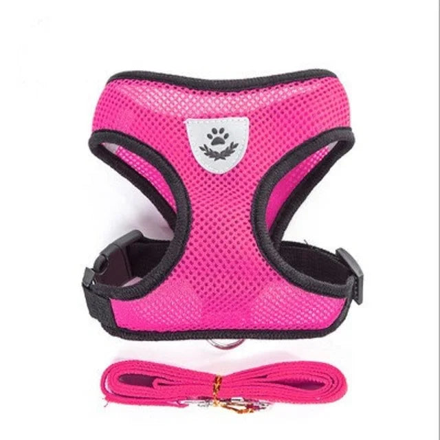 Breathable Mesh Cat Harness and Leash Set | Reflective Soft Vest for Small Cats and Dogs rose