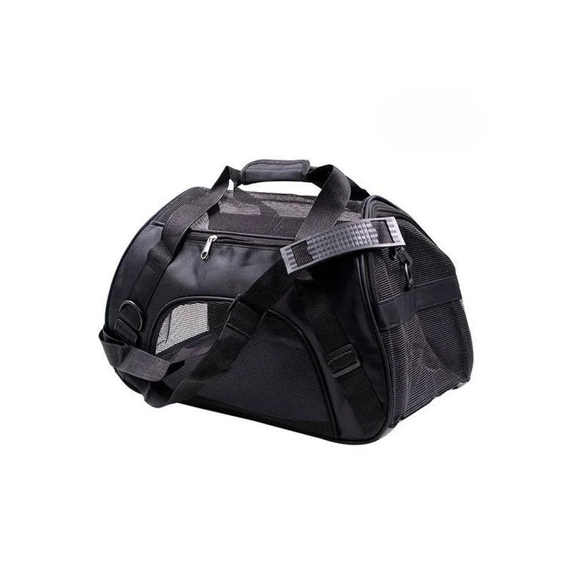 Portable Mesh Pet Carrier Bag — Foldable Breathable Travel Handbag for Small Cats & Dogs Black