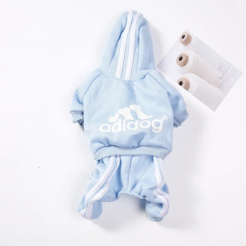 Warm Polyester Dog Jumpsuit for Small & Medium Dogs – Puppy Outfit for Chihuahua, Pug, French Bulldog Light Blue