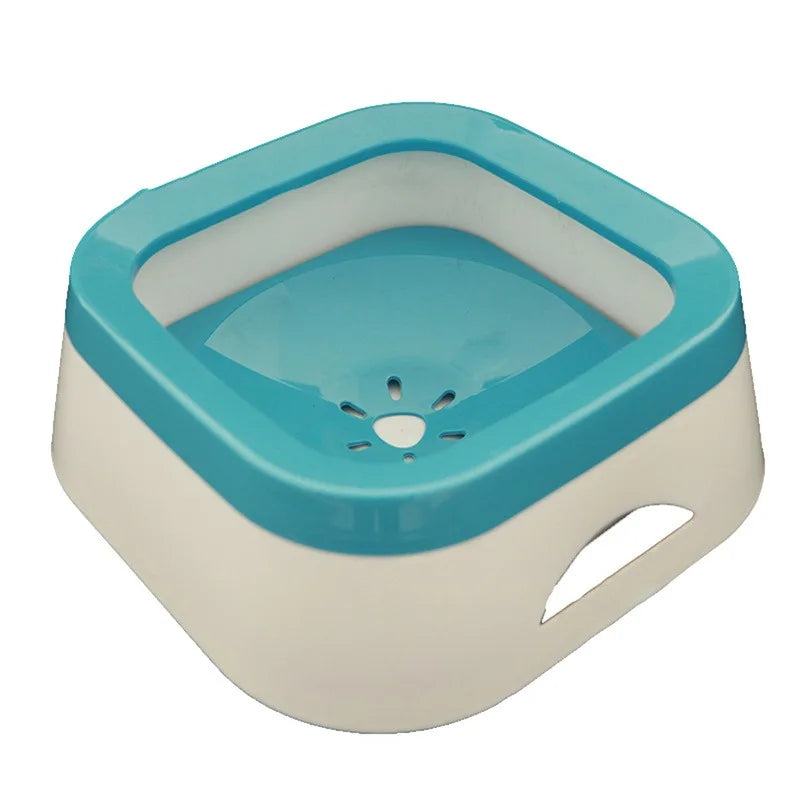 Anti-Splash Pet Water Bowl 1L (34 fl oz) Spill-Proof Dog and Cat Waterer Large Puppy Drinking Bowl blue