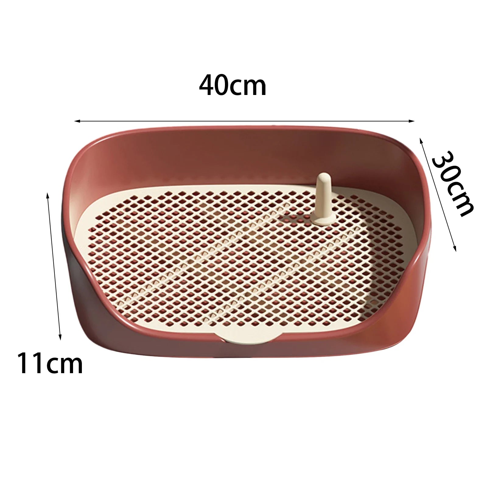 Portable Dog & Cat Training Potty with Splash Guard 15.75 x 11.81 x 4.33 in (40 x 30 x 11 cm) - Indoor/Outdoor Litter Box Trainer, Non-Slip Detachable Grid Red