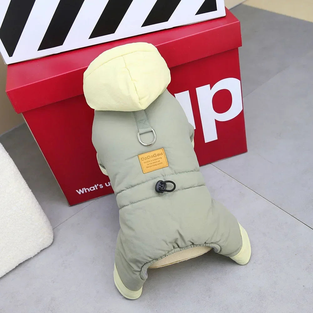 Waterproof Pet Clothes for Dog Winter Warm Dog Jacket Coat Cat Small Dog Hooded Jumpsuit Snowsuit Puppy Outfits for Cold Weather Light Green