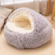 2-in-1 Plush Round Pet Bed 50 cm (19.7 in) with Removable Cover - Cozy Cat & Small Dog Sleeping Nest Gray