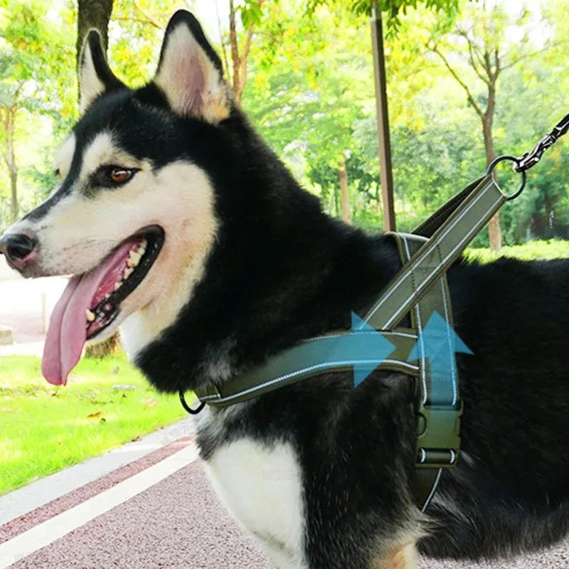 Outdoor Training Vest A7 Dog Traction Rope Dog Harness 1000D Nylon Adjustable Tactical Anti-Pull Dog Harness for Large Dogs