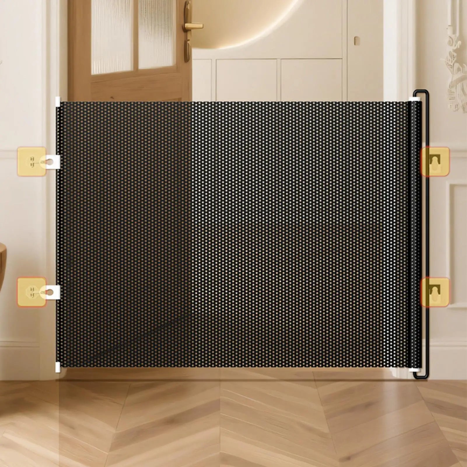 Retractable Barrier Fences Mesh Design Higher Design Mesh Stairs Gate Easy Install Punch-Free Dog Safety Fence Pet Supplies