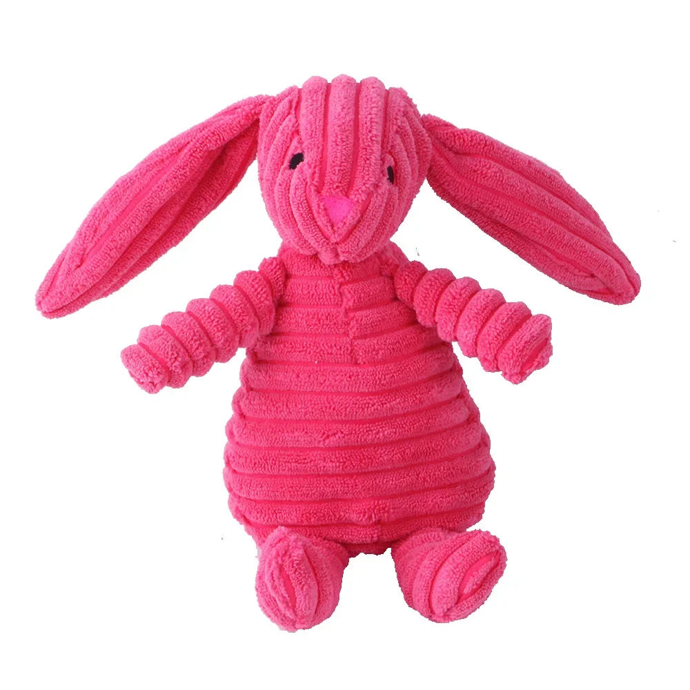 Plush Corduroy Squeaky Dog Toy, Bite-Resistant Animal Plush for Puppies & Small to Large Dogs, Training & Chew Toy Rabbit