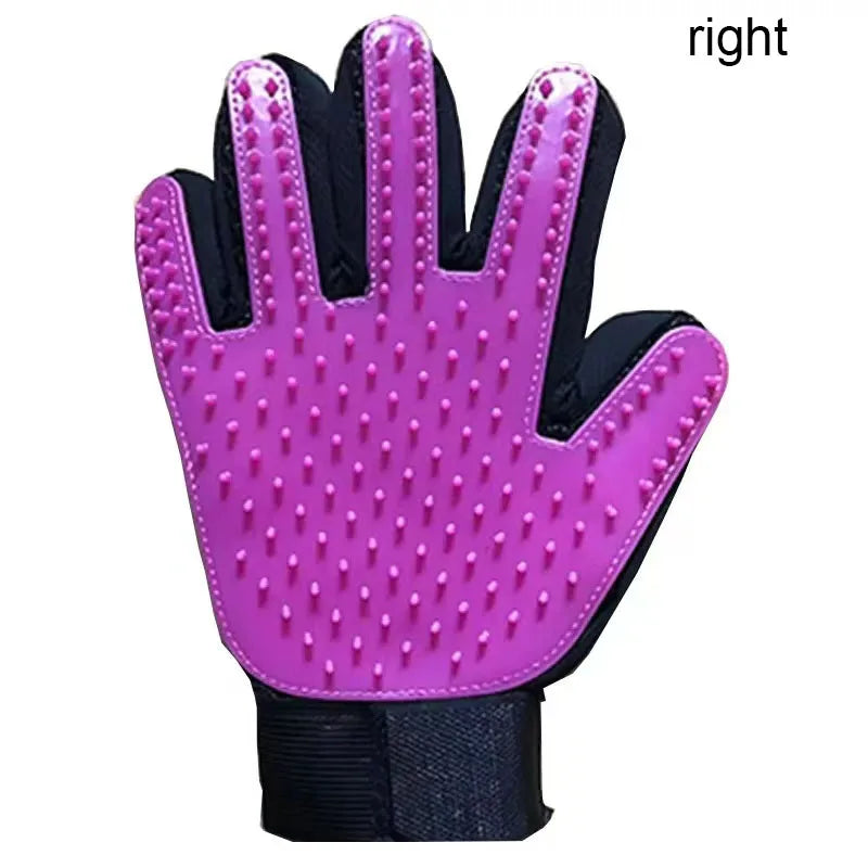 Silicone Pet Grooming Glove – Single Right-Hand Deshedding Brush & Massage Mitt for Dogs & Cats, 16×24 cm (6.3×9.4 in) purple right