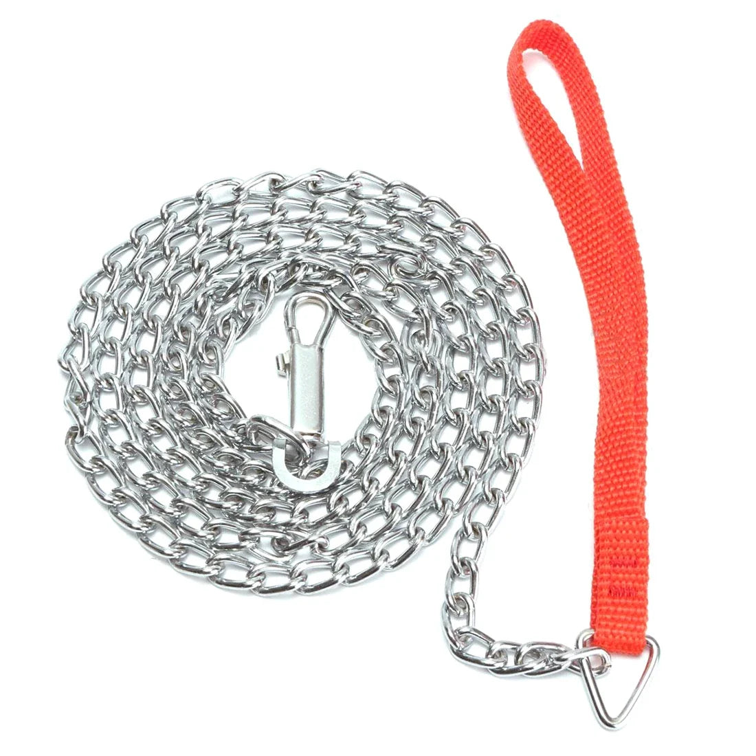 1.6m Heavy Duty Metal Chain Dog Puppy Walking Lead Leash Clip Red Handle Default Title