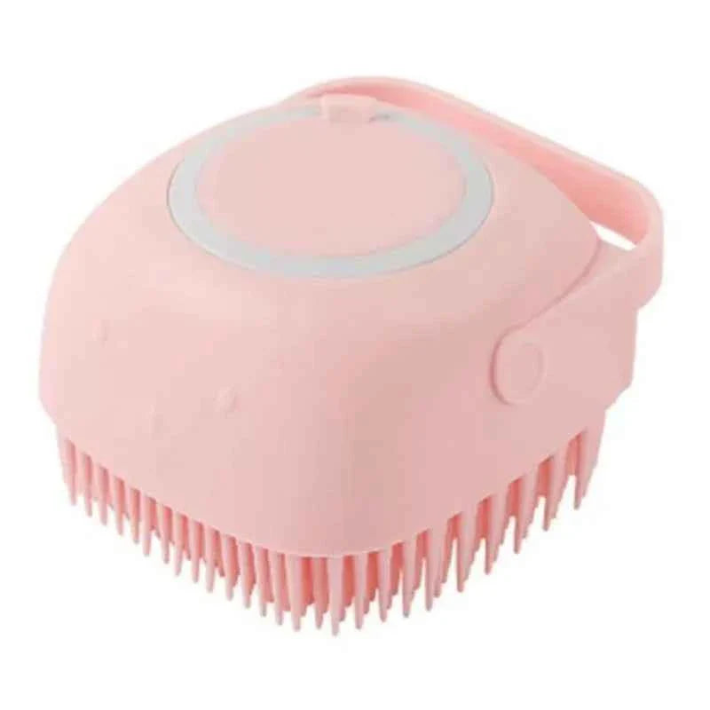 Dog & Cat Bath Massage Brush – Soft Silicone Pet Accessories Tools Square Pink As the pictures