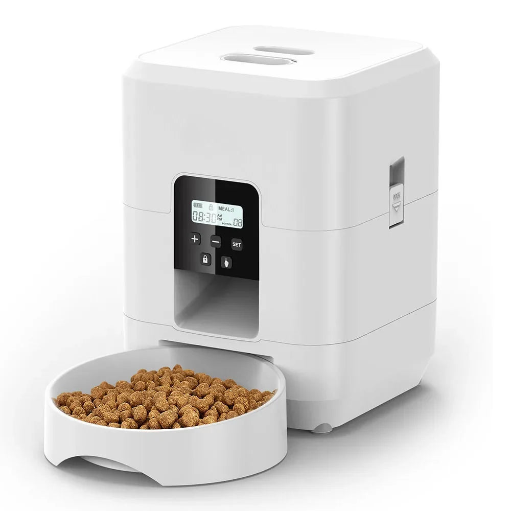 Smart Pet Feeder Automatic Cat Feeder Dog Slow Food Machine With Timed Quantitative Automatic Cat Food Dispenser Cat Dog Bowl White Button Feeder
