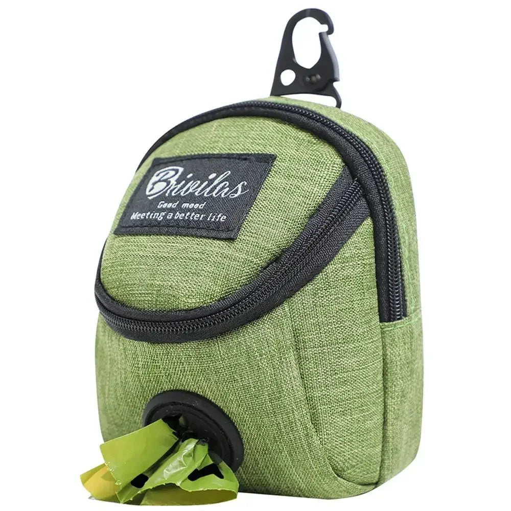 Portable Dog Treat Bag & Poop Bag Dispenser – Waterproof Training Pouch Waist Bag for Walking green