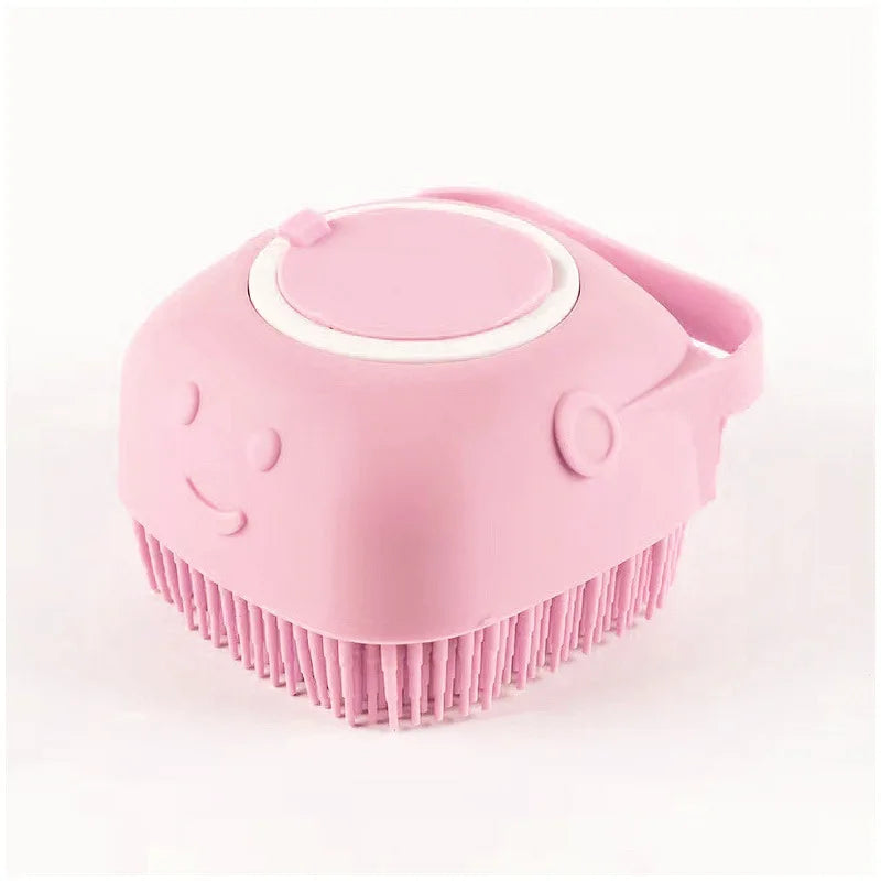 Silicone Pet Bath Massage Brush Glove for Dogs & Cats - Soft Grooming & Bathing Tool Square Pink
