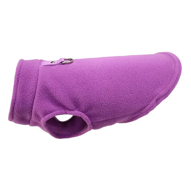 Winter Fleece Pet Jacket Vest with D-Ring – Warm Dog & Cat Coat for Small Breeds (Chihuahua, French Bulldog) purple