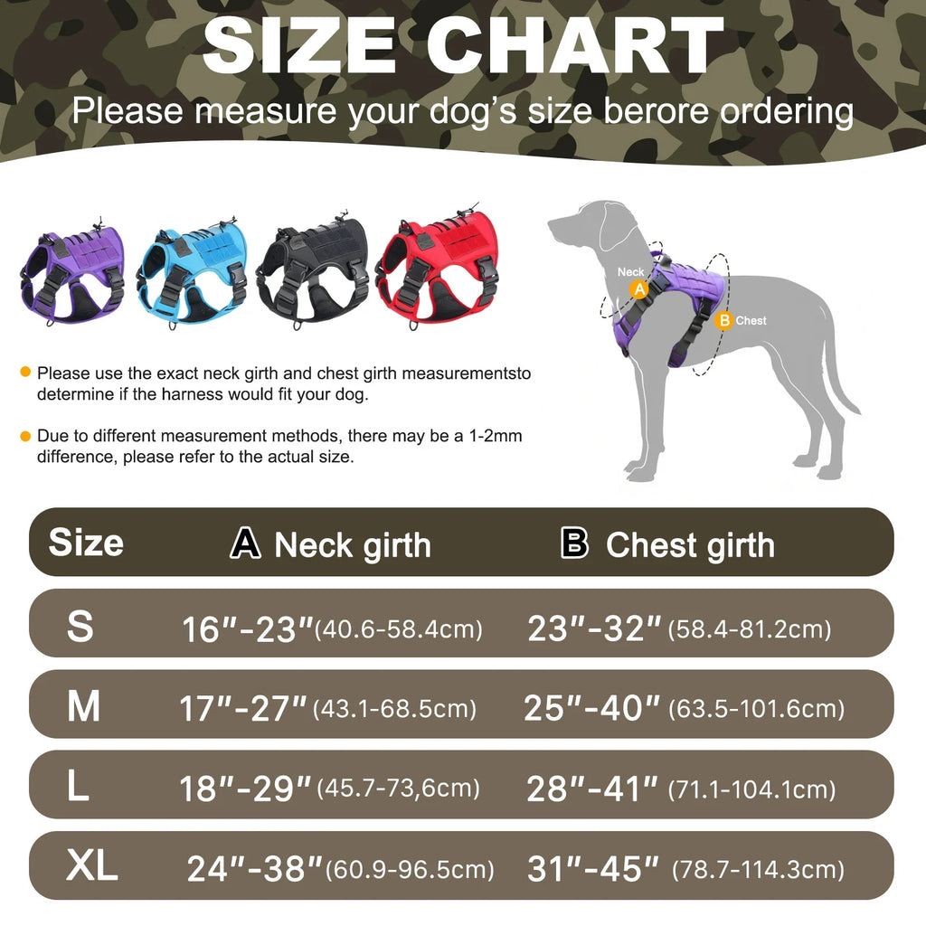 Tactical Dog Harness for Small Medium Large Dogs No Pull Adjustable Pet Harness Reflective Working Training Easy Control Vest