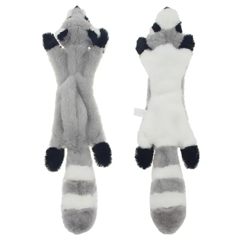 45cm (17.7in) Lifelike Plush Squeaky Dog Toy — No Stuffing Durable Crinkle Chew Toy with Built-In Squeakers Raccoon plush