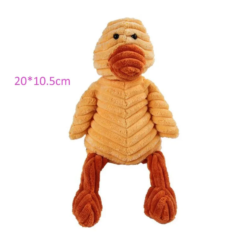 Plush Corduroy Squeaky Dog Toy, Bite-Resistant Animal Plush for Puppies & Small to Large Dogs, Training & Chew Toy Duck